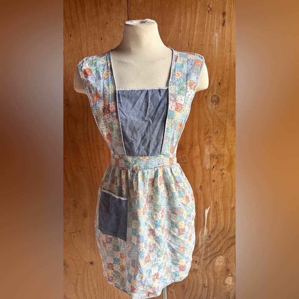 Vintage Patchwork Apron Prairie Cottagecore Farmhouse Kitchen Retro 70s boho